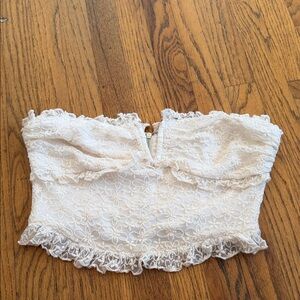 Elegant White Lace Strapless Top